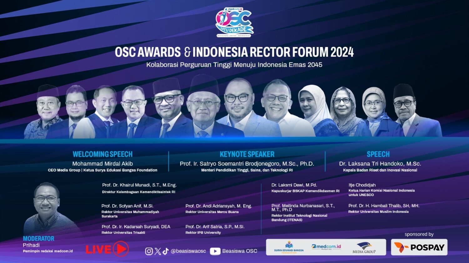 MEDCOM.ID Selenggarakan Indonesia Rector Forum dan OSC AWARDS 2024