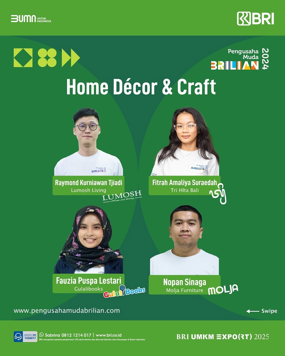 Perwakilan Pengusaha Muda BRILiaN 2024 di Bidang Home Decor & Craft