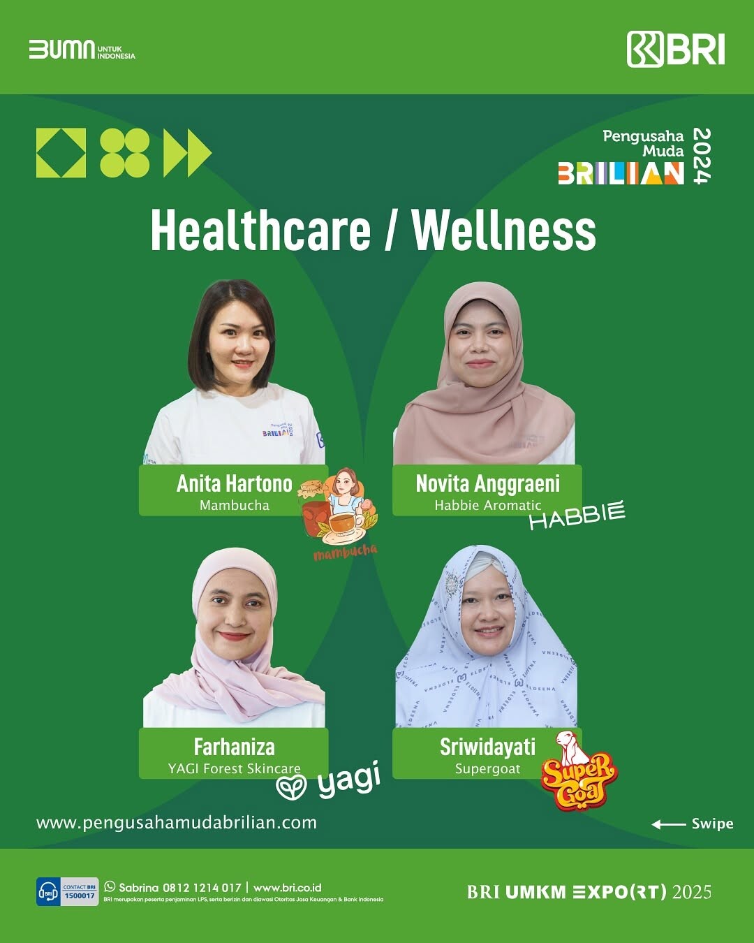 Perwakilan Pengusaha Muda BRILiaN 2024 di Bidang Healthcare & Wellness