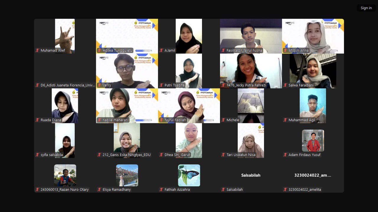 YOTNext Level YOTers Bogor Sukses Gelar Webinar "Time Management & Productivity Hacks"